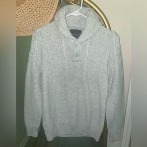 American Eagle Sweater Mens Small Shawl Neck Cream Chunky Knit EUC